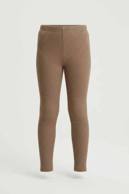 Pantalon Beige Côtelé Chaud Enfant Confortable - Marron Maille - vue 3