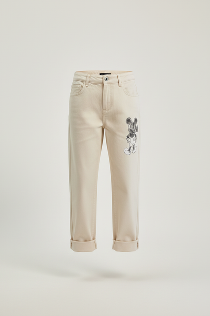 Pantalon Beige Coton Ample Mickey Enfant - vue 3