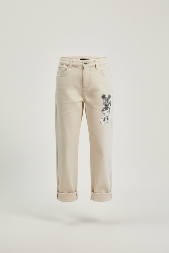 Pantalon Beige Coton Ample Mickey Enfant - vue 3