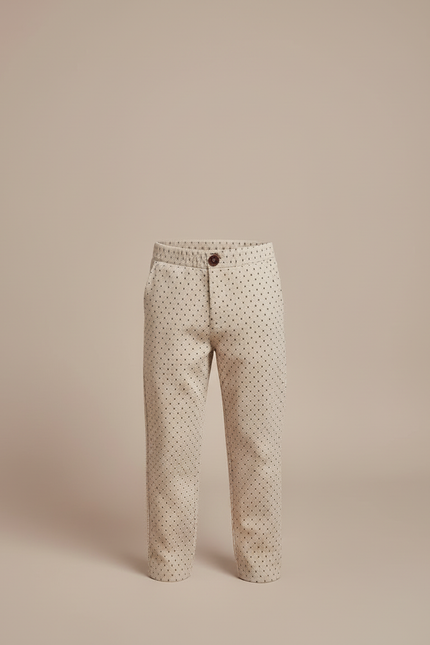 Pantalon Beige À Pois Ample Décontracté Enfant - Cordé - vue 3