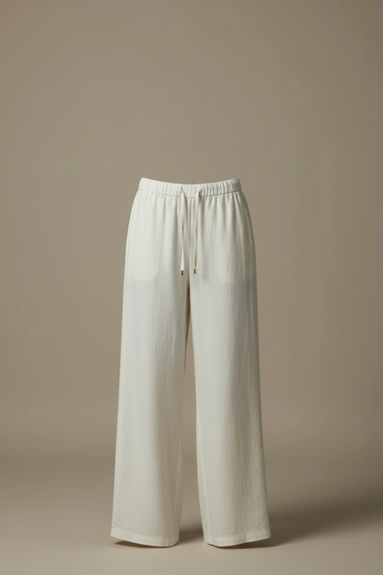 Pantalon Beige Fluide Ample Décontracté Élégant - Lin - vue 3