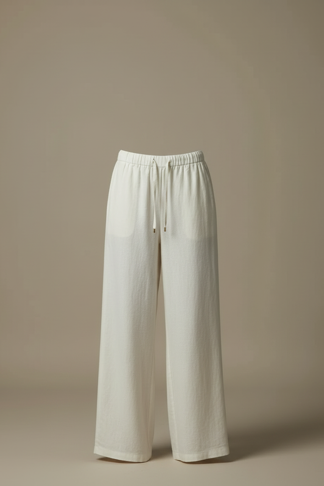 Pantalon Beige Fluide Ample Décontracté Élégant - Lin - vue 3
