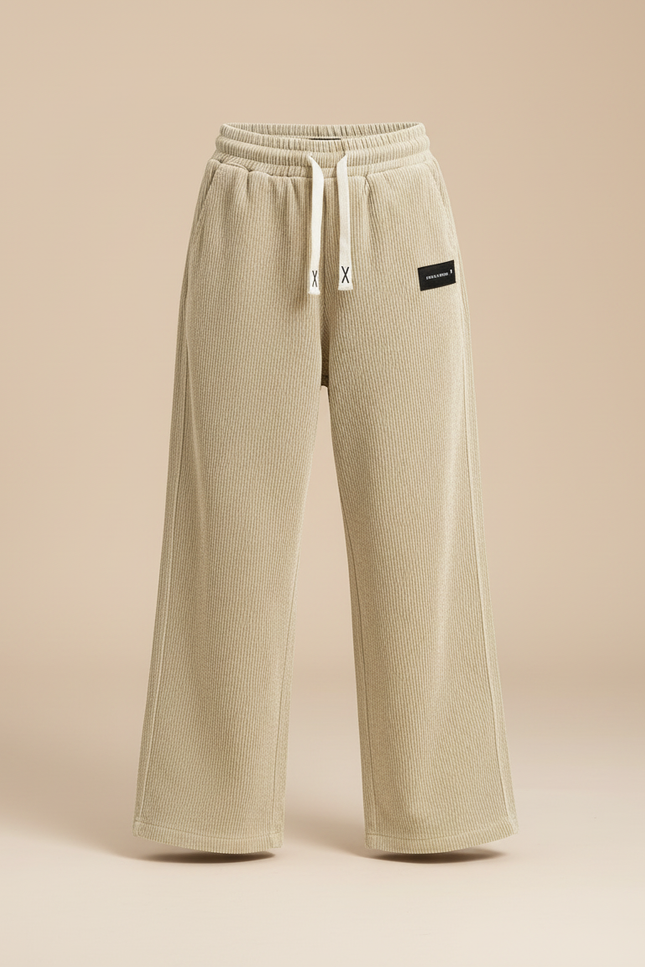 Pantalon Beige Côtelé Ample Décontracté Enfant Cordon - Cordé - vue 3