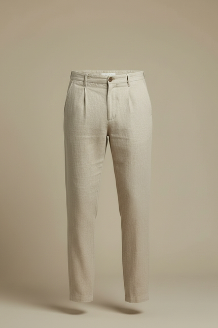 Pantalon Beige Lin Décontracté Homme Respirant Léger Ample - vue 3