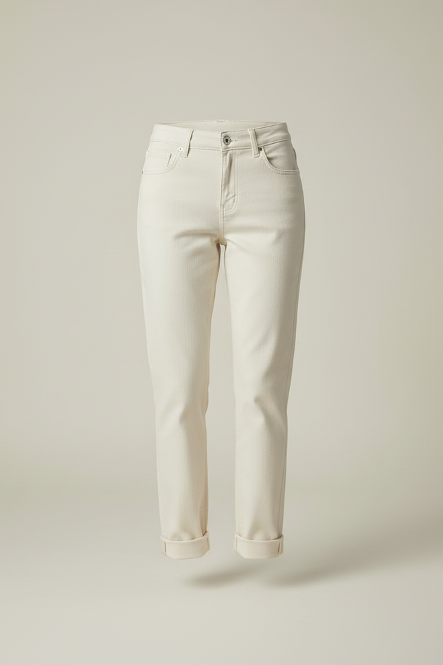 Pantalon Beige Écru Droit Décontracté Femme Élégant - Jean - vue 3
