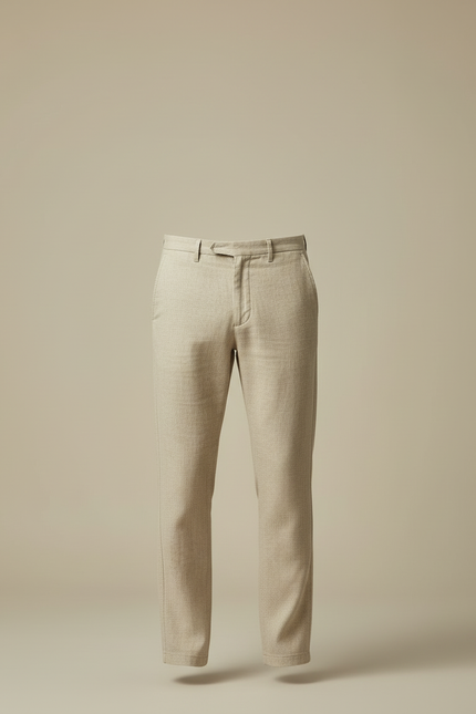 Pantalon Beige Lin Droit Homme Élégant Respirant - vue 3