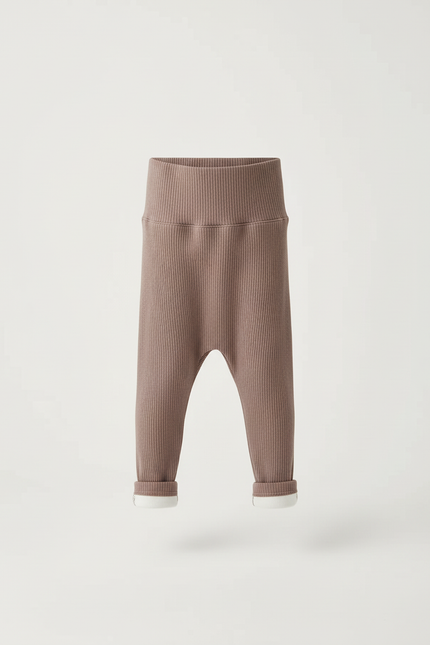 Pantalon Beige Côtelé Élastique Chaud Hiver Enfant - Maille - vue 3