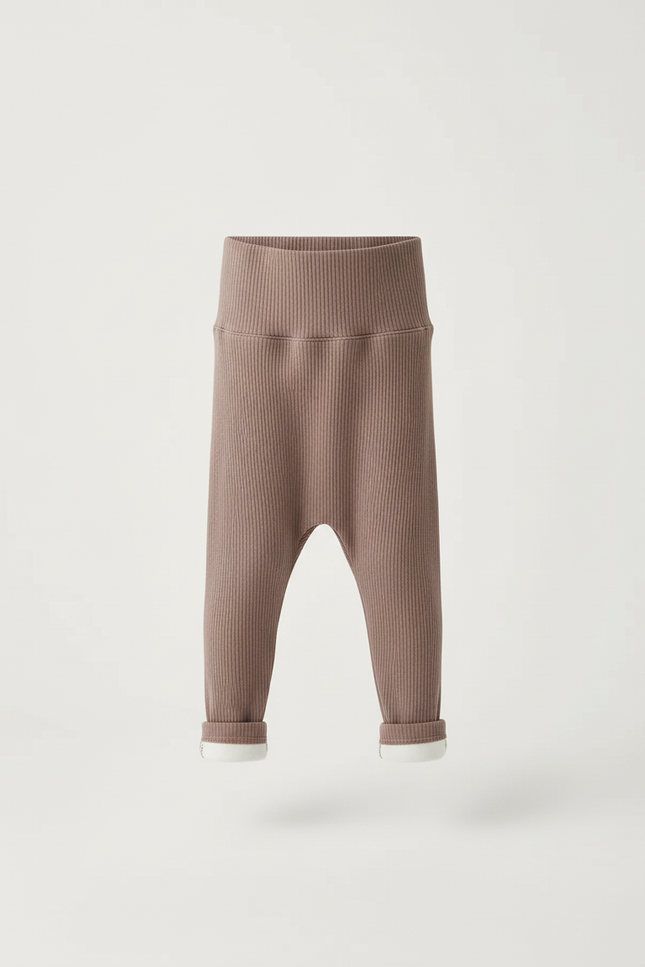 Pantalon Beige Côtelé Élastique Chaud Hiver Enfant - Maille - vue 3