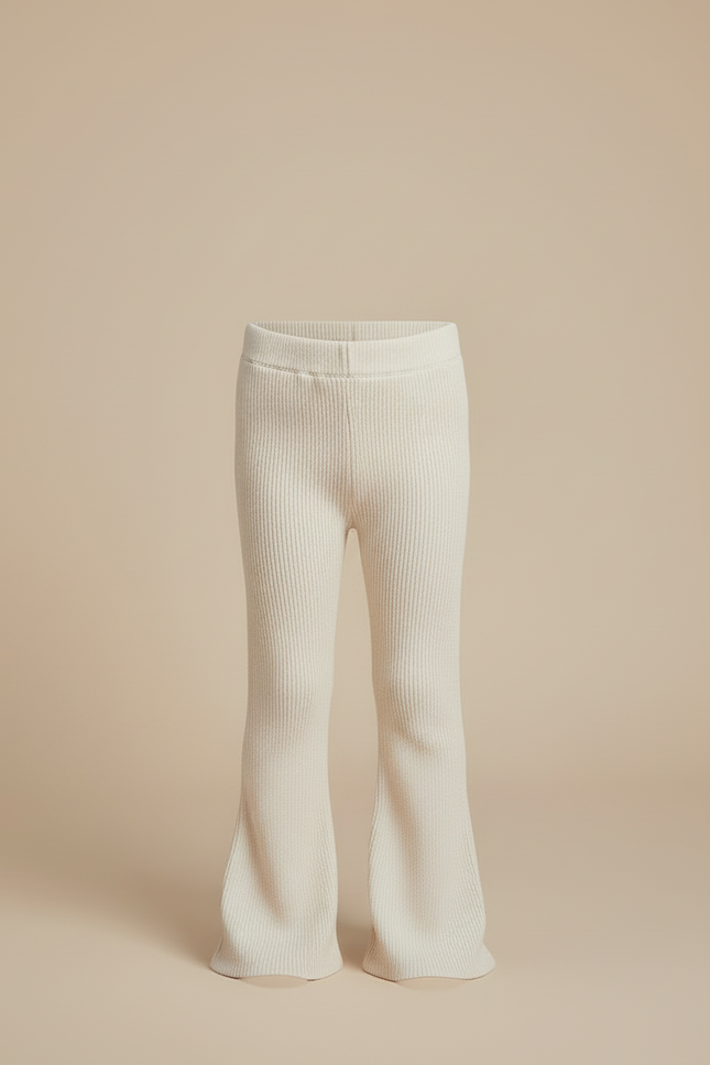 Pantalon Beige Côtelé Évasé Tricoté Enfant - Maille - vue 3