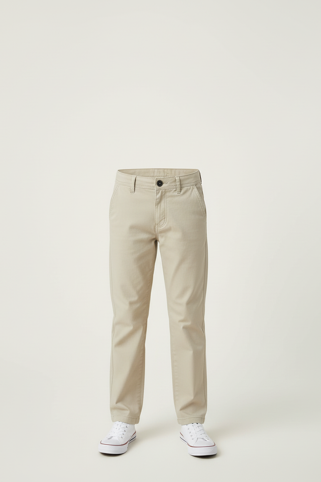 Pantalon Beige Coton Décontracté Garçon Classique - vue 3