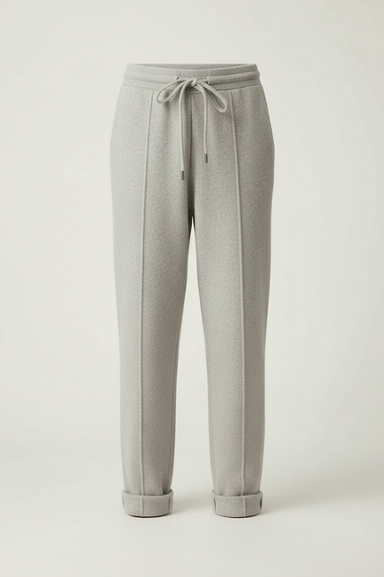 Pantalon Beige Laine Droite Décontracté Cordon - Gris - vue 3
