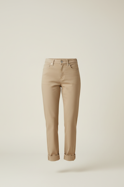 Pantalon Beige Droit Taille Haute Décontracté Femme - Gabardine - vue 3