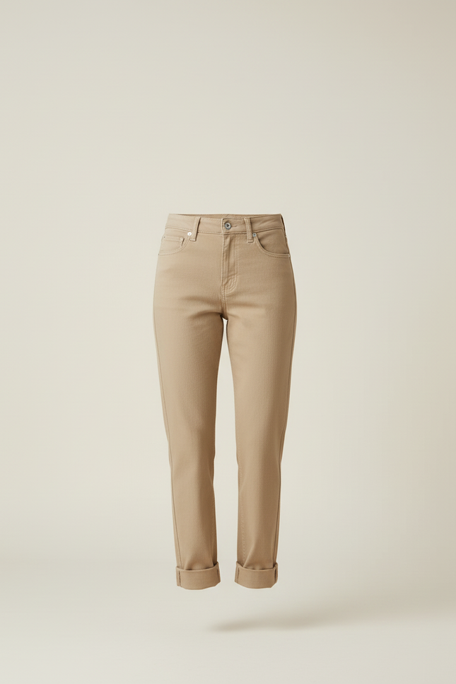 Pantalon Beige Droit Taille Haute Décontracté Femme - Gabardine - vue 3