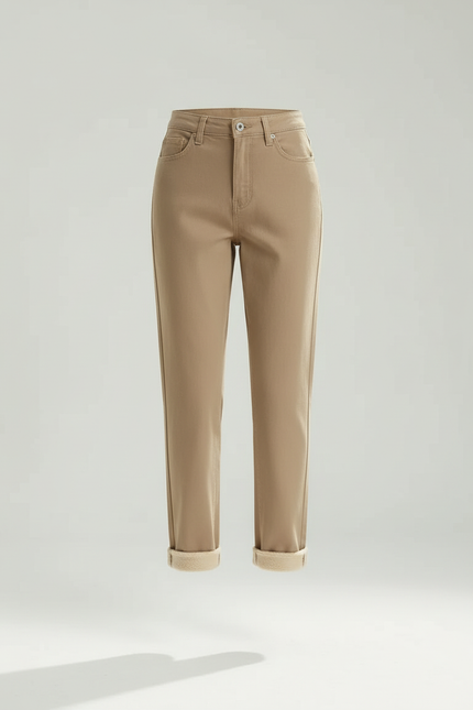 Pantalon Beige Droit Épais Taille Haute Femme - Gabardine - vue 3