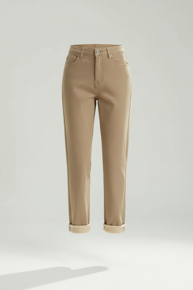Pantalon Beige Droit Épais Taille Haute Femme - Gabardine - vue 3