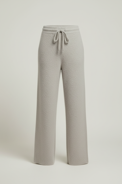 Pantalon Beige Ample Tricoté Doux Confortable Femme - Gris Maille - vue 3