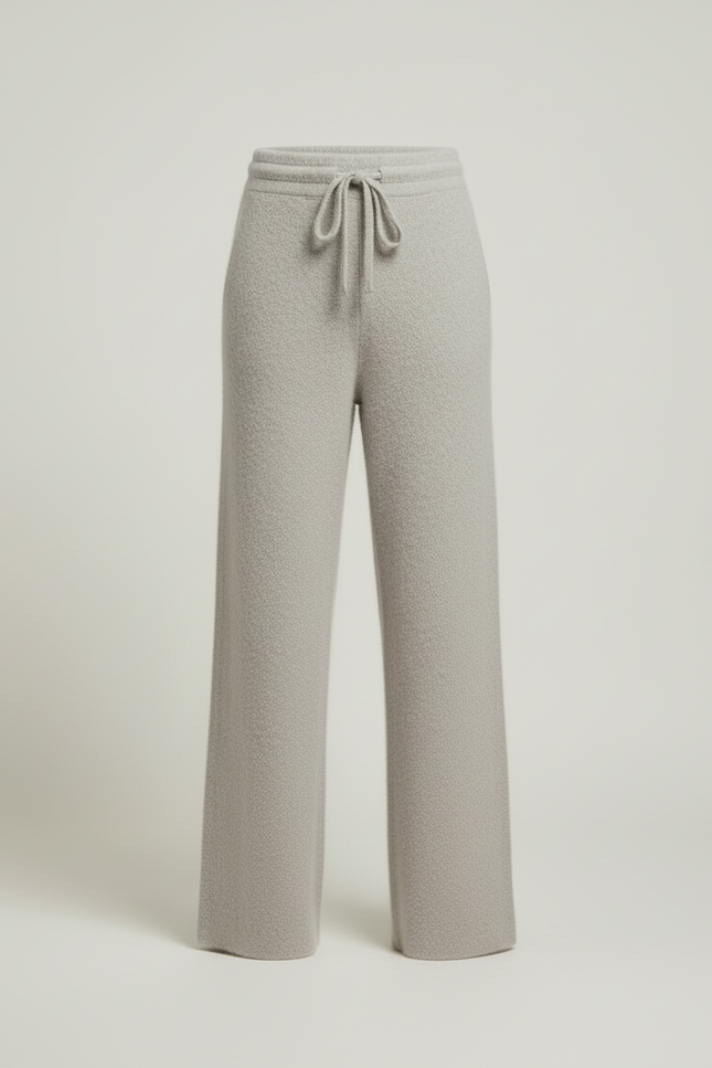 Pantalon Beige Ample Tricoté Doux Confortable Femme - Gris Maille - vue 3