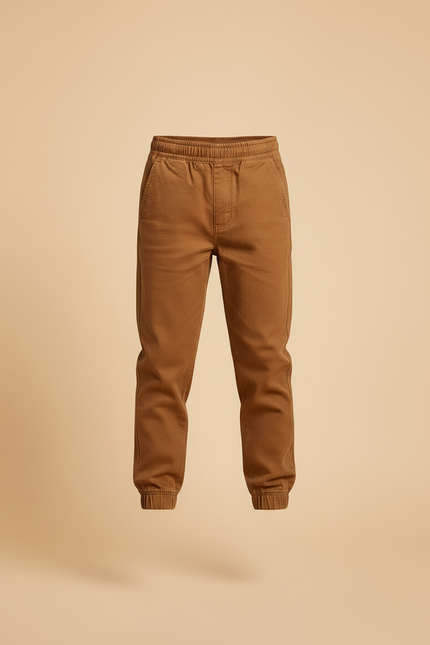 Pantalon Beige Coton Jogger Décontracté Enfant - Marron - vue 3