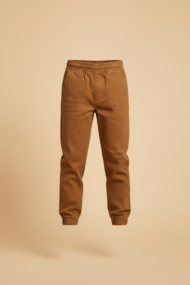 Pantalon Beige Coton Jogger Décontracté Enfant - Marron - vue 3