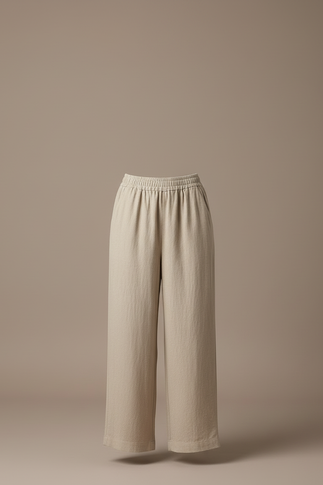 Pantalon Beige Lin Femme - vue 3