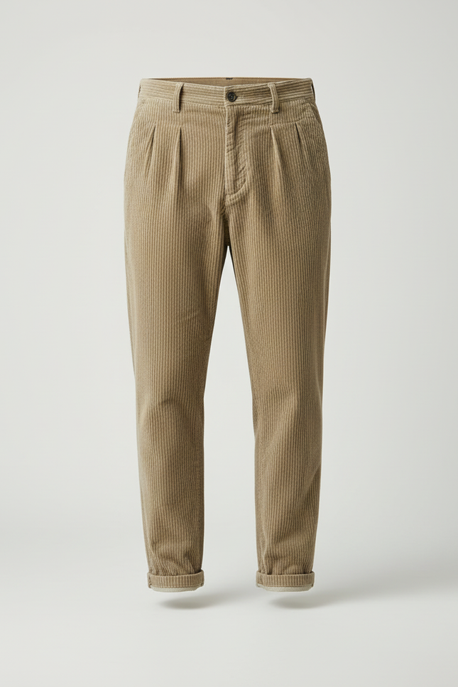 Pantalon Velours Cotelé Homme Beige - Cordé - vue 3