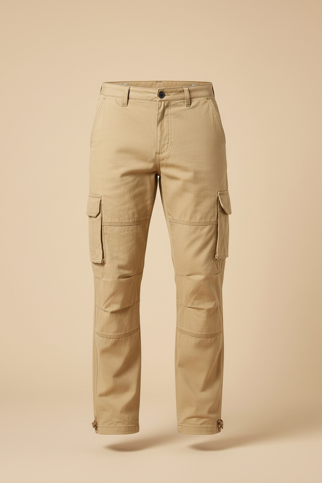 Pantalon Beige Cargo Coton Ample Homme Décontracté - Toile - vue 3