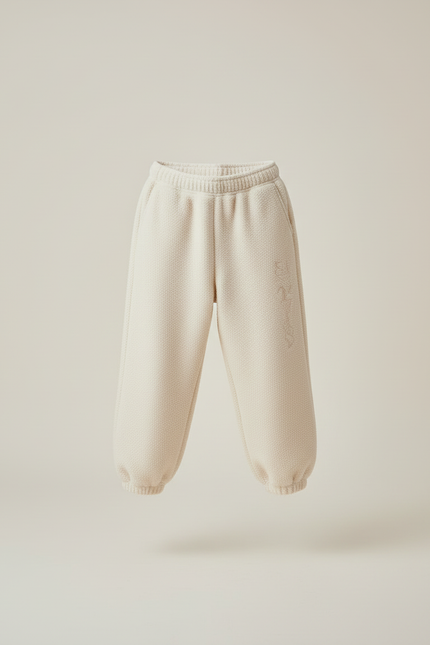 Pantalon Beige Molletonné Brodé Ample Enfant - vue 3
