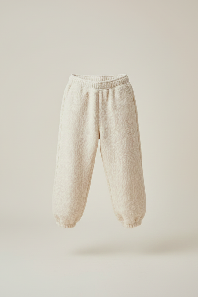 Pantalon Beige Molletonné Brodé Ample Enfant - vue 3