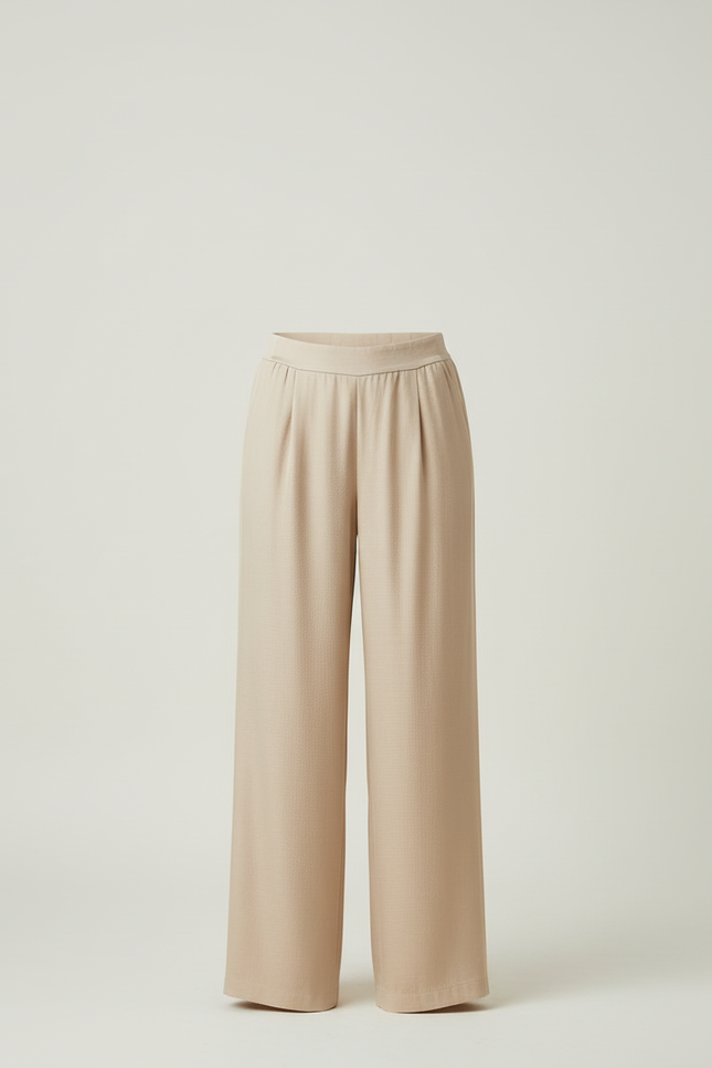 Pantalon Beige Ample Fluide Décontracté Élégant - Viscose - vue 3
