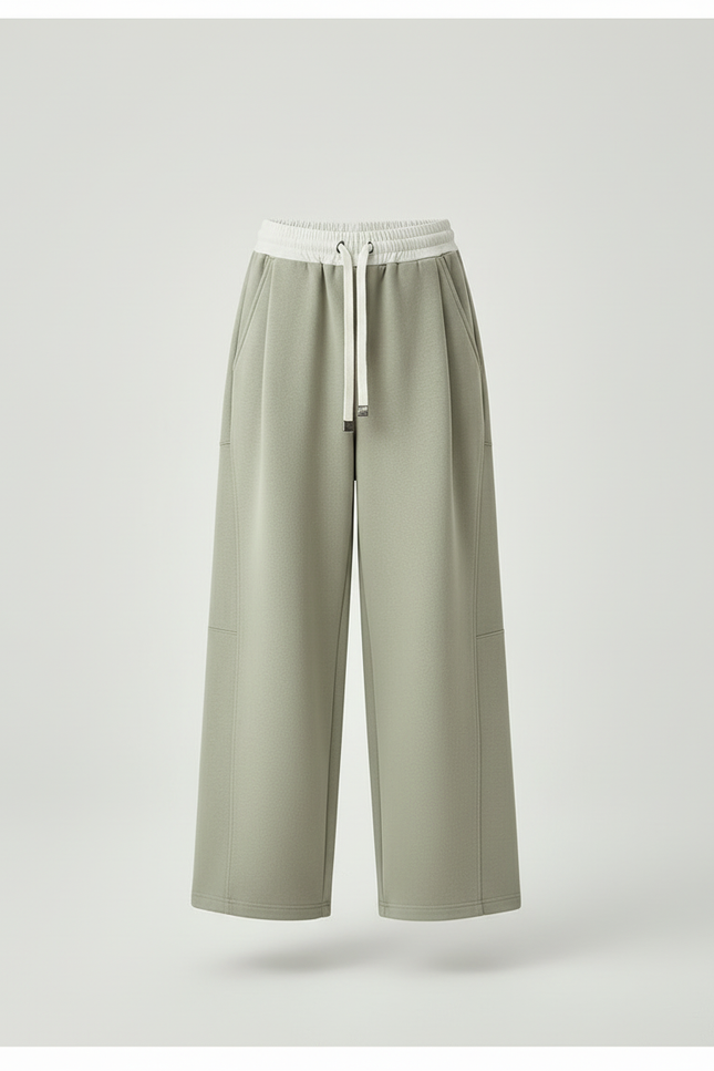Pantalon Beige Large Décontracté Fille Cordon - Kaki Molleton - vue 3