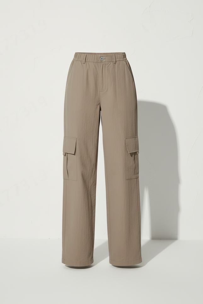 Pantalon Cargo Beige Femme Taille Haute - Polyester - vue 3