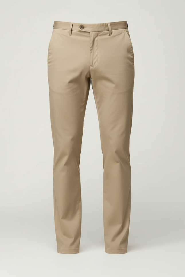 Pantalon Beige Coton Droit Décontracté Homme Élégant - vue 3