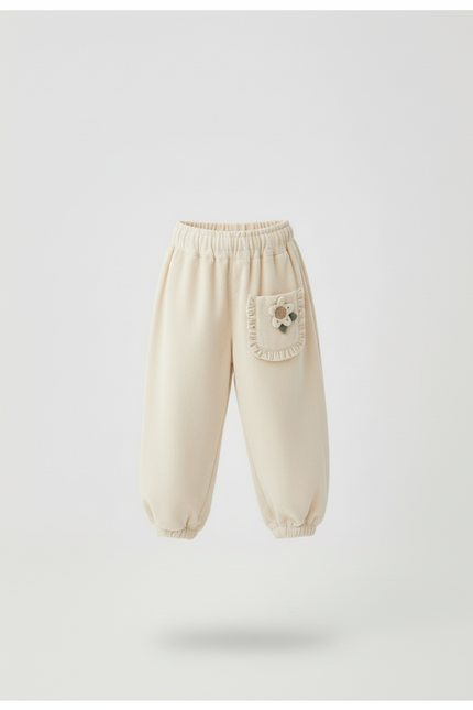 Pantalon Beige Côtelé Fille Ample Décontracté Fleur - Cordé - vue 3