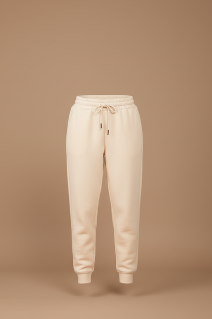 Pantalon Beige Jogging Cordon Molletonné Confortable Femme - vue 3
