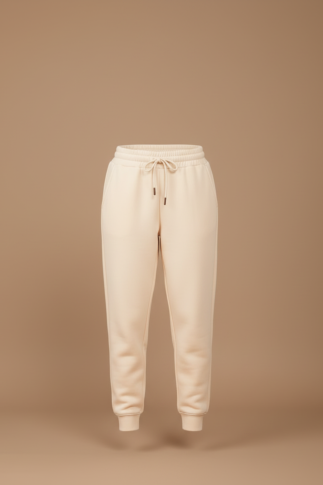 Pantalon Beige Jogging Cordon Molletonné Confortable Femme - vue 3