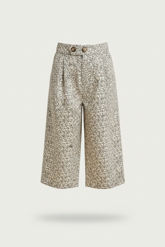 Pantalon Beige Fleuri Ample Décontracté Enfant Fille - Toile - vue 3