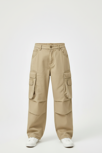 Pantalon Beige Cargo Ample Droit Enfant Coton - Toile - vue 3