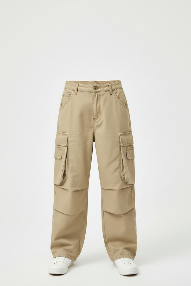 Pantalon Beige Cargo Ample Droit Enfant Coton - Toile - vue 3