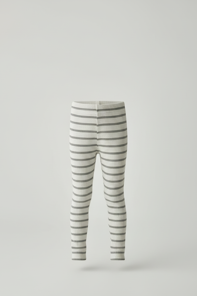Pantalon Beige Côtelé Rayé Élastique Enfant Coton - Imprimé Maille - vue 3