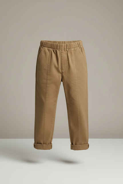 Pantalon Beige Coton Ample Élastiqué Enfant Unisexe - Camel Toile - vue 3