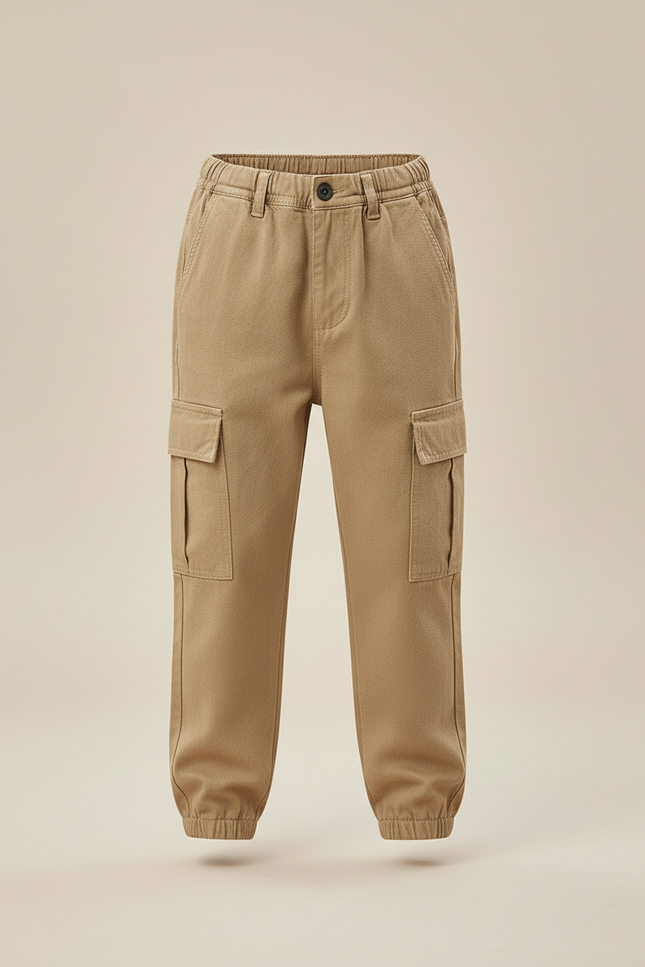 Pantalon Beige Cargo Ample Décontracté Enfant Garçon - Toile - vue 3