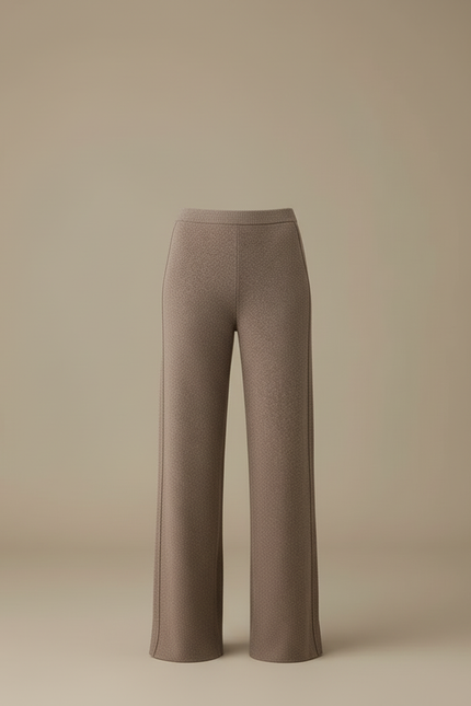 Pantalon Beige Laine Ample Tricoté Doux Fendu - vue 3