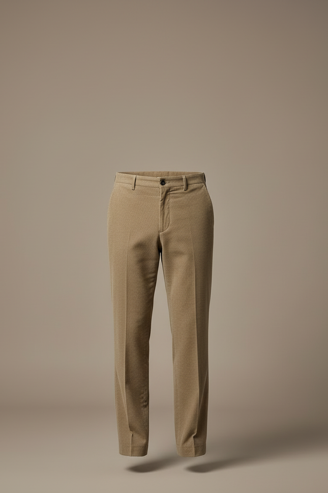 Pantalon Beige Côtelé Droit Classique Homme - Cordé - vue 3