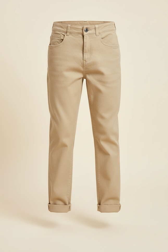Pantalon Beige Enfant Chino Coton Droit Décontracté - vue 3