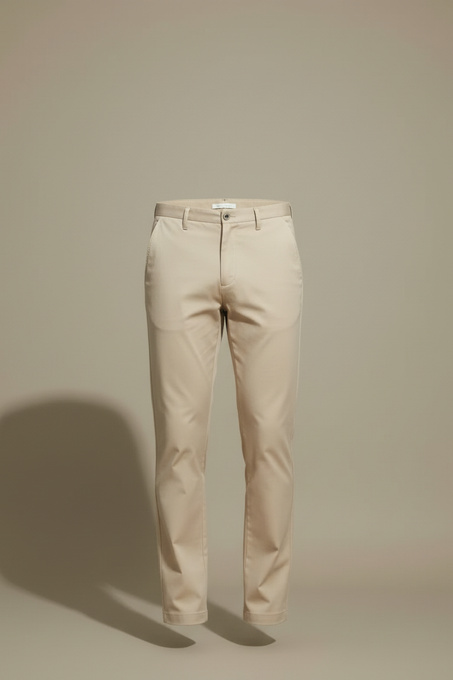 Pantalon Beige Homme Slim Décontracté Coton Élastique - vue 3
