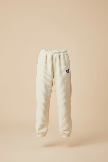 Pantalon Beige Côtelé Ample Décontracté Cœur - Cordé - vue 3