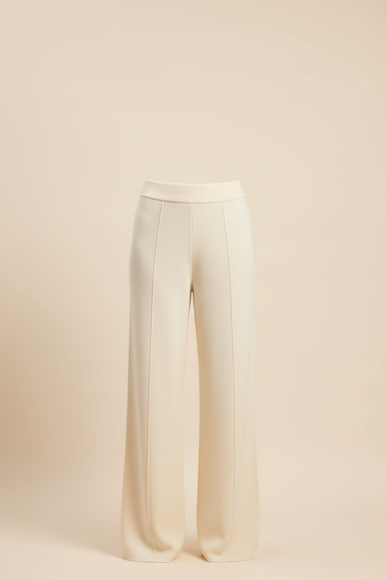 Pantalon Beige Maille Ample Tricoté Élégant Femme - vue 3