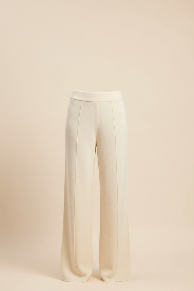 Pantalon Beige Maille Ample Tricoté Élégant Femme - vue 3
