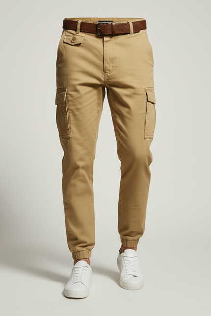 Pantalon Beige Cargo Coton Jogger Homme Tactique - vue 3