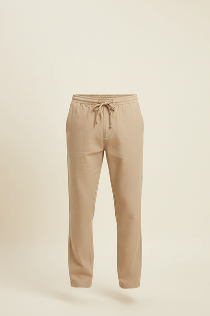 Pantalon Beige En Lin - vue 3